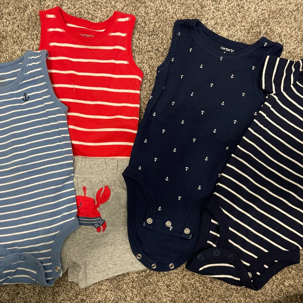 Carters Summer Set of tanks onesies and Shorts | 6 month